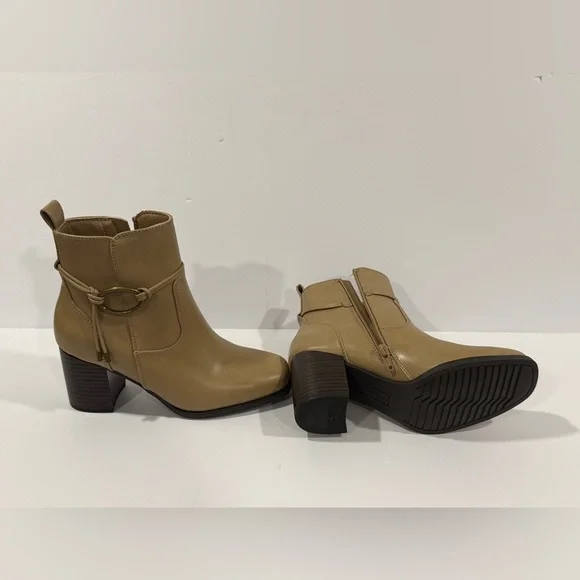 Croft & Barrow Tan Ankle Boots Women’s 5.5 Medium Block Heel Side Zip NWOT - Picture 7 of 10